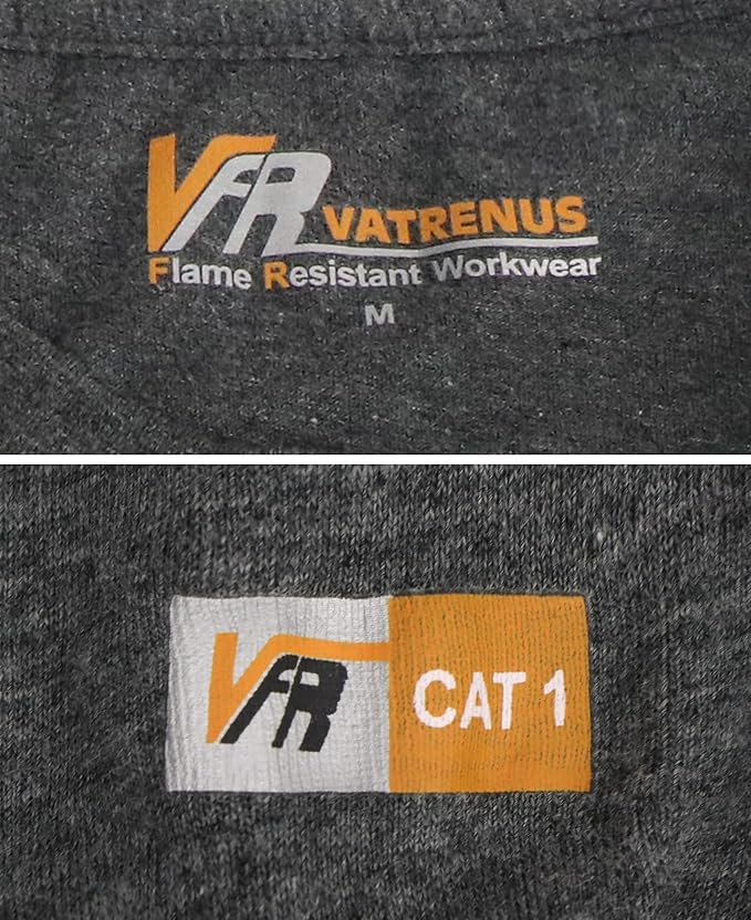 VATRENUS FR Shirts 4oz Lightweight Flame Resistant Henley 100% Cotton Men's Pre-Washed Fire Retardant Base Layer