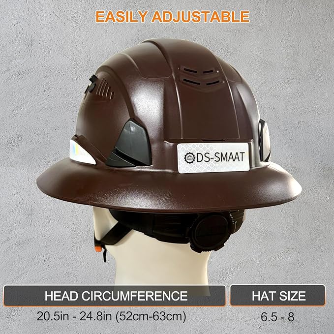 Full Brim Hard Hat ANSI Z89.1 Type 1 & OSHA Certified Safety Helmet with Glasses and Cooling Towel,with 6-Point Suspension & Adjustable Vents