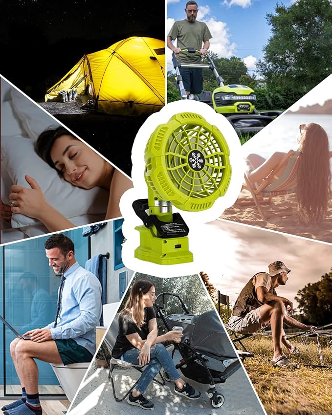 Taingwei Portable Clip Fan for Ryobi 18V Battery, 6.5inch Battery Powered Operated Fan for Stroller,Bedroom,Camping,Outdoorand Job Site(Battery not Included)