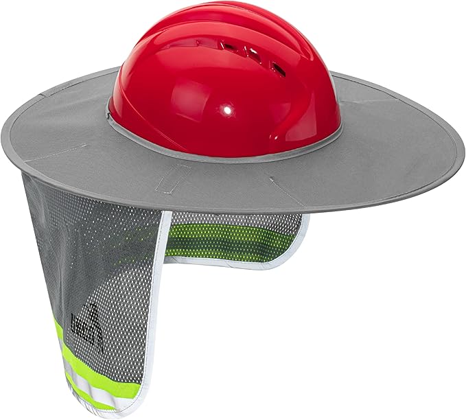 UNCO Industrial Hard Hat Sun Shield, Grey, Mesh, Reflective, Full & Standard Brim, Hard Hat Accessory