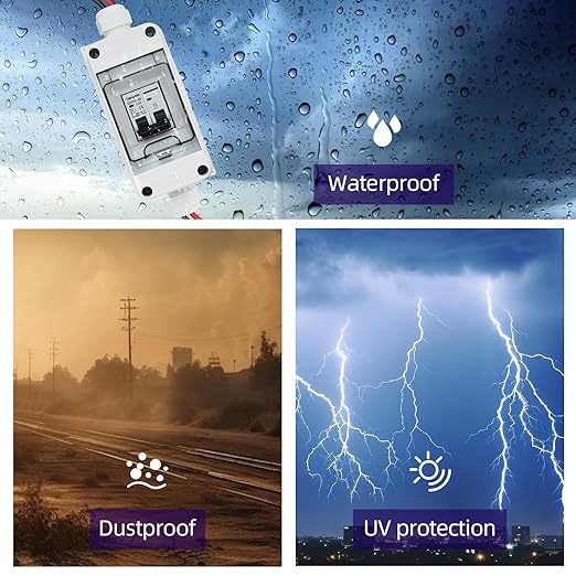 Solar Panel Disconnect Switch,30A 400V Miniature Circuit Breaker Box IP65 Waterproof AC/DC Disconnect Box for photovoltaic Solar Panel Grid-Connected Off-Grid System Home
