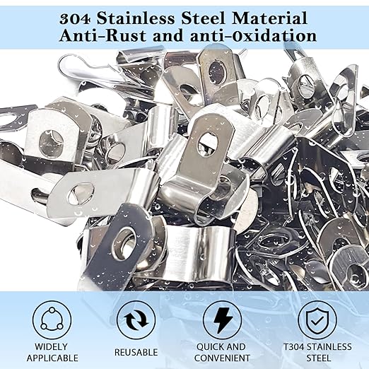 T304 Stainless Steel Wire Fence Clips, Fasteners Post Screw with Wire Fixer, Agricultural Fencing Fence Wire Clamps for 4, 6, 8,10 and 12-16Gauge Wire Fencing Livestock Fencing Clips for Wood(200PCS)