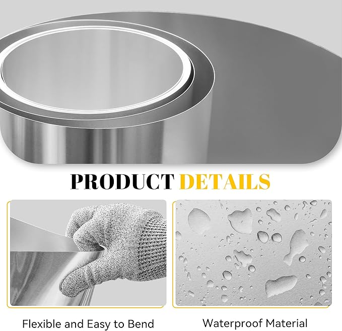 40'' x 50' Aluminum Flashing Roll, 0.3mm Thickness Metal Roof Flashing Roofing Panels for Sealing Windows Doors Siding Roofing Stains Moss and Mildew Prevention