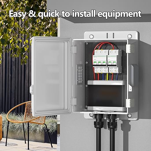 Outdoor Waterproof Electrical Junction Box, ABS Water Resistant Enclosure with Internal Mounting Panel & Hinged Cover (10,4" H* 7.3" L* 5.1" W)