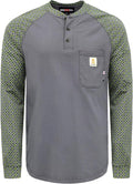 BOCOMAL FR Shirts 6oz Lightweight Flame Resistant Long Sleeve Henley Shirt Fire Retardant Workwear NFPA2112 CAT2