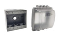 Sealproof 2-Gang Weatherproof Exterior in Use Outlet Cover and Box Kit - Double Gang Metallic Electrical Outlet Box with Three 1/2-Inch Holes and UL Extra Duty, Lockable, in Use Outdoor Outlet Cover