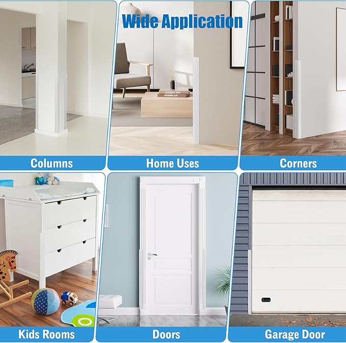 Wall Corner Edge Protector 4 Pack,1.57x1.57x23.62x0.28 inch Soft Baby Proof Corner Guards for Sharp Edges, Self-Adhesive Corner Protectors for Home, Kindergarten,Thickness-White 7mm(0.28 in)