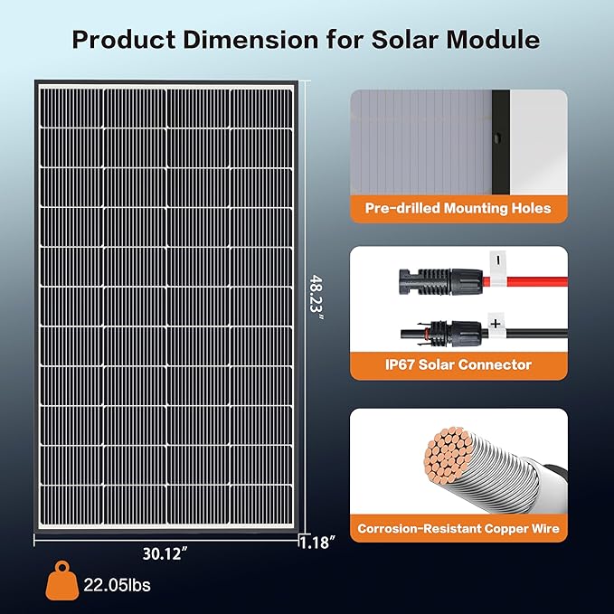 Bifacial 400 Watt Solar Panel, N-Type 16BB 2PCS 200Watt Bifacial Solar Panels, Monocrystalline 25% High Efficiency Solar Module for Home, RV Battery and Off-Grid Applications
