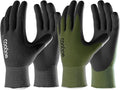 COOLJOB Gardening Gloves for Men, 6 Pairs Breathable Rubber Coated for Garden Weeding Landscaping, Outside Work for Lawn Yard, Men's Large Size, Black & Green
