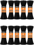 14 inch Zip Ties Black (1000 Pack) 120lbs Ultra Heavy Duty Tensile Strength, UV Resistant, Self-Locking, Nylon PA66 Cable Ties, Wire Ties for HVAC, Home, Office, Contractors, Businesses by Nirah