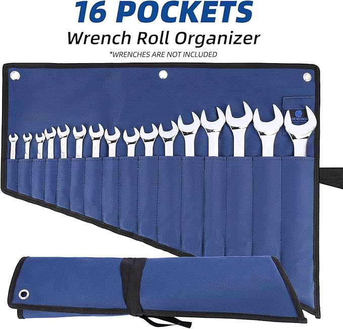 16 Pockets Wrench Roll Organizer (Blue+Green)