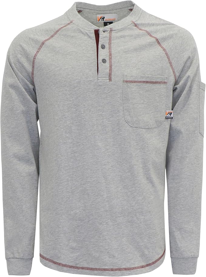VATRENUS FR Shirts Henley 5.5oz 100% Cotton Flame Resistant Long Sleeve T-Shirts