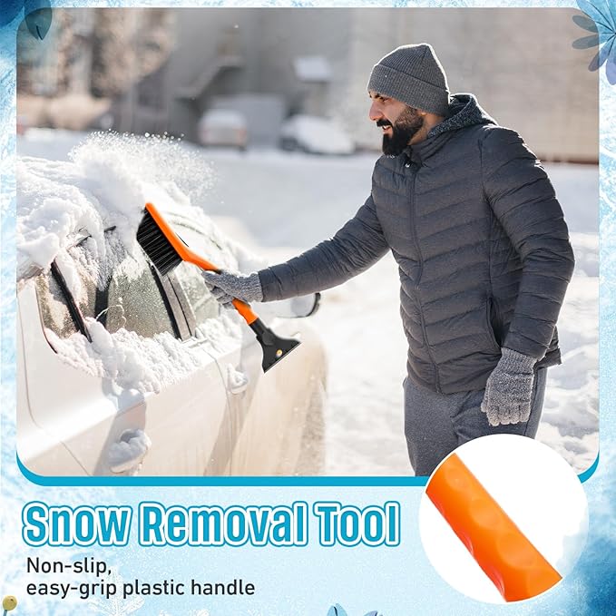 Uiifan 6 Pcs 16 Inch Winter Car Snow Brush Set Ice Scraper and Snow Brush for Car Windshield, Soft Bristle Head, 2 in 1 Winter Removal Tool for SUV and Truck Multi Functional Accessories Gift