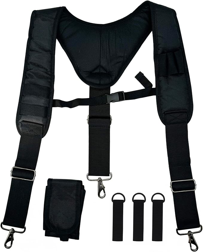 Padded Tool Belt Suspenders 3 Hook Swivel Suspenders for Tool Belt Heavy Duty Work Suspenders