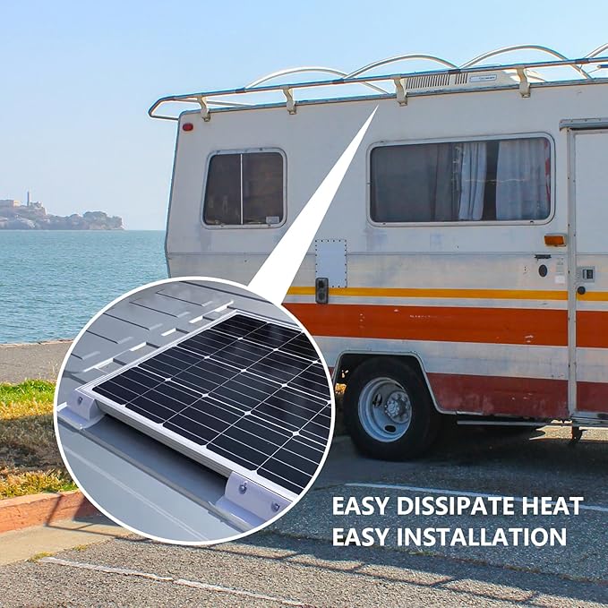 Solar Panel Mounting Brackets Kit, 7PCS RV Roof Mounts, No Drill, Caravans, Campervans (White)
