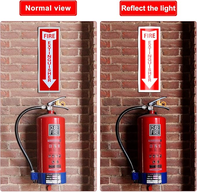 Tondiamo 8 Pack Fire Extinguisher Sign Rust Free Aluminum Reflective Signs 4 x12 Inch Laminated for Ultimate UV, Weather, Scratch, Water and Fade Resistance, Indoor and Outdoor(Reflective)