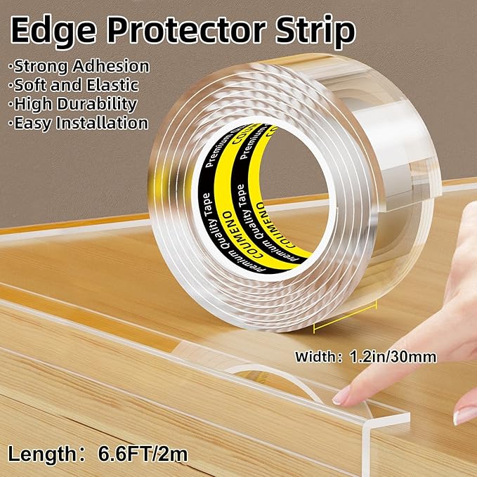 2Pack Clear Edge Protector 1.2inX6.6FT Safe Corner Guard for Furniture, Tables, Cabinets, Drawers - Anti-Sharp Edge Protector for Baby Proofing and Home Safety