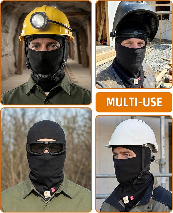 BOCOMAL FR Flame Resistant Balaclava Face Mask Arc Rated NFPA2112 CAT2 Helmet Liner Covering Hood for Welding