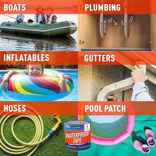 Firebelly Outfitters Heavy Duty Waterproof Tape for Leaks – All-Weather Sealant for Outdoor & Indoor Repairs – Marine Grade, Weatherproof, Strong Adhesive for Pools, Roofs, Plumbing, and More (Clear)