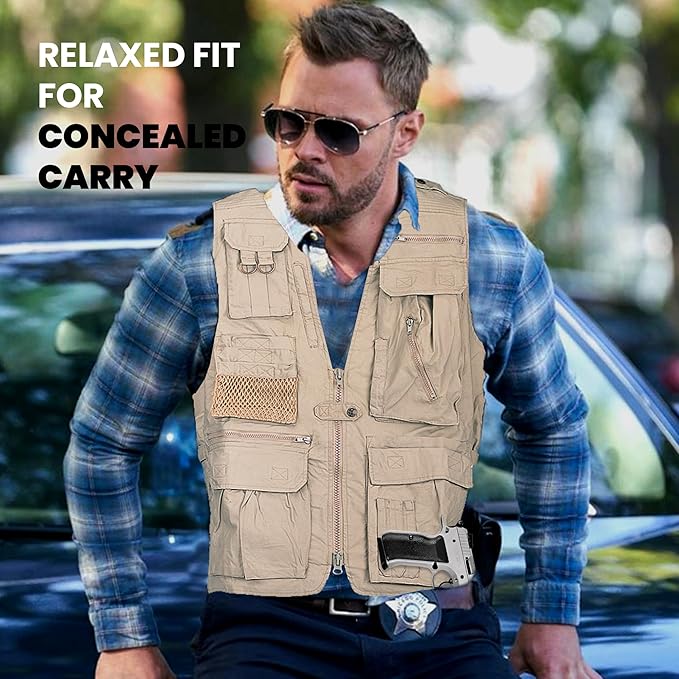 Humvee Utility Vest with 21 Pockets -Travel, Safari, Hunting, Camping, 100% Cotton, Tactical Jacket for Men & Women