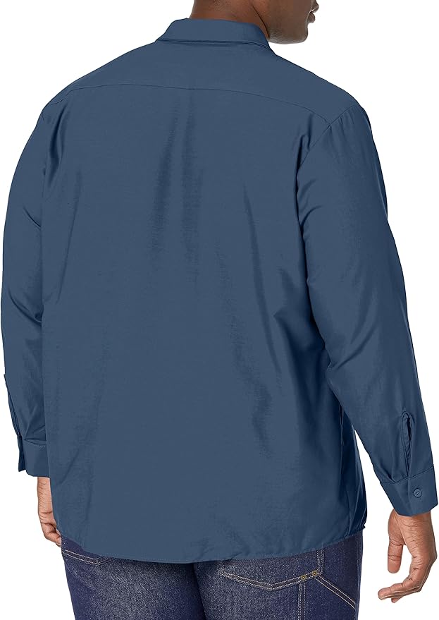 Red Kap Men's Long Sleeve Industrial Work Shirt | Moisture Wicking Button Up, Wrinkle Resistance Fights Fading & Stains