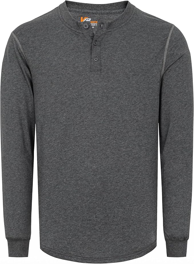 VATRENUS FR Shirts 4oz Lightweight Flame Resistant Henley 100% Cotton Men's Pre-Washed Fire Retardant Base Layer