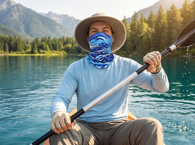 UPF 50 Sun Protection Neck Gaiter - 13-in-1 Multifunctional Face Cover for Hiking, Fishing, Cycling