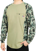 BOCOMAL FR Shirts Crewneck 5.5oz Lightweight Cotton Paisley Camo Two-Tone Flame Resistant Long Sleeve CAT2 Work Shirt