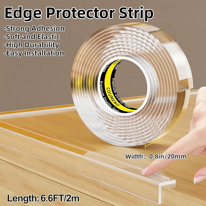 Clear Edge Protector,Safe Corner Protector, Anti-Sharp Edge Protector, for Furniture, Drawers, Tables, Cabinets0.8inX6.6FT