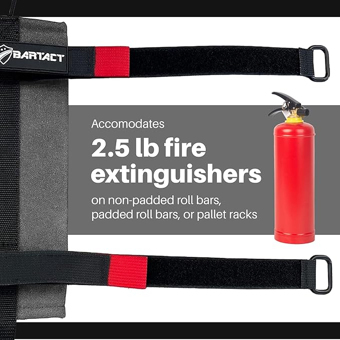 Bartact - 2.5 lb Roll Bar Fire Extinguisher Mount for Vehicle Holder, Adjustable Fire Extinguisher Holder Mount, US Made Universal Vehicle Fire Extinguisher Holder Fits All Roll Bars (Graphite)