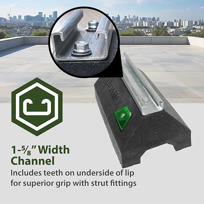 Adamax RTS14-10 Rooftop Support Block with Galvanized Steel Strut | Sleeper Curb Replacement, Black