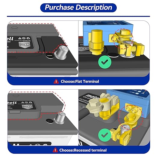 Matell 12V Battery Disconnect Switch | Smart Voltage Control, Anti-Theft, Remote Control, Anti-Misoperation, Leakage Protection, Pure Copper Contacts, for 12V Vehicles (Flat Terminal)