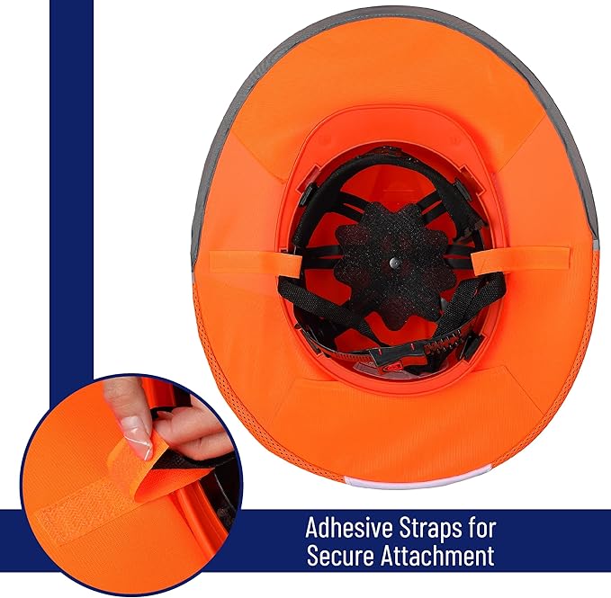 UNCO Hard Hat Sun Shield, Orange, Full & Standard Brim Mesh Sunshade, High Visibility Reflective, Hard Hat Accessories