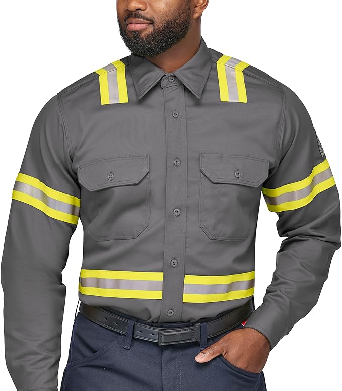 Bulwark FR Men's Midweight Fr Enhanced Visibility Uniform Shirt
