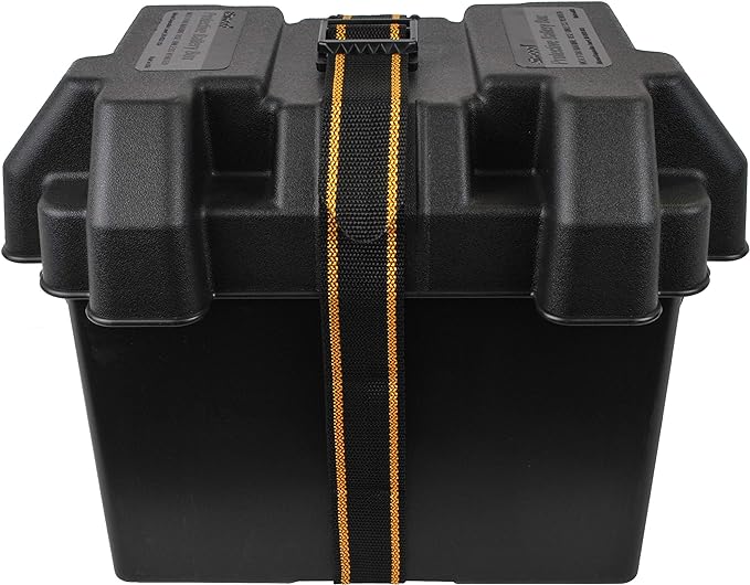 Attwood 9069-1 Standard Non-Vented Battery Box with Mounting Strap, Fits Group 24 Batteries, Black