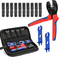 Solar Crimping Tool Kit for Solar Panel Cable Connectors 14-10AWG,mc4 connector kit Includes 10 Pairs 1000V 30A Connector, 2 PCS Spanner Wrench and Solar Crimper Tool for 2.5/4/6mm² PV Cable