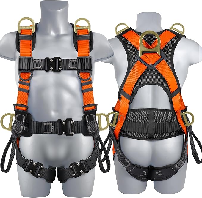Safety Harness Fall Protection Upgrade 4 Quick Buckles Construction Full Body Harness 6 Adjustment D-ring