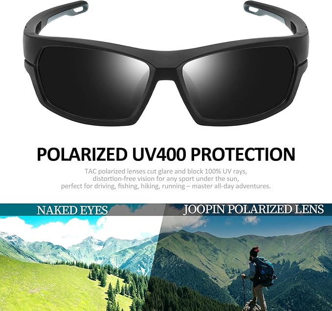 Joopin Sports Sunglasses Polarized UV400 Protection Wrap Around Sun Glasses Shades for Men Women