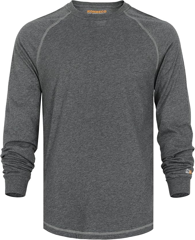 KONRECO FR Shirts for Men Summer Two Tone 4oz Lightweight Flame Resistant/Fire Retardant CAT1 Work T-Shirt Baselayer
