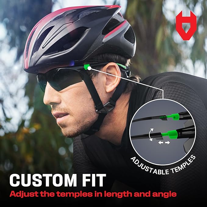 NoCry Safety Glasses with Clear Anti Fog Scratch Resistant Wrap-Around Lenses and No-Slip Grips, UV Protection. Adjustable (Black & Green Tinted 10-pack)