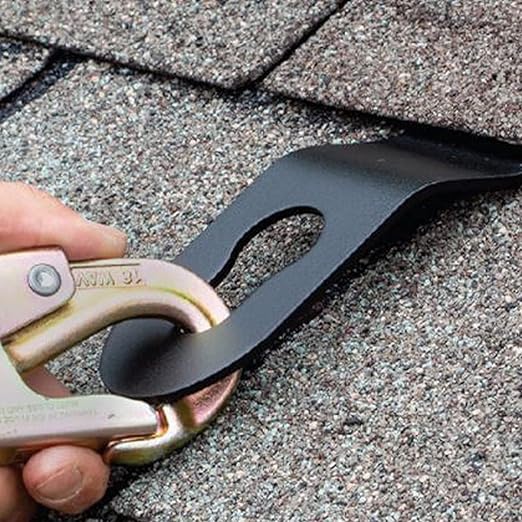 Tie Down Hitch Clip Roof Anchor 6-Pack – Roofing Anchors for Roof Safety & Fall Protection | Reusable Roof Harness Connection Points for Wood Roofs | Black Finish