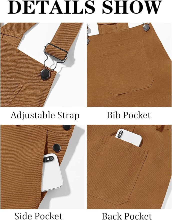 Runcati Mens Corduroy Bib Overalls Workwear Fashion Casual Jumpsuit Adjujstable Strap Romper Coverall