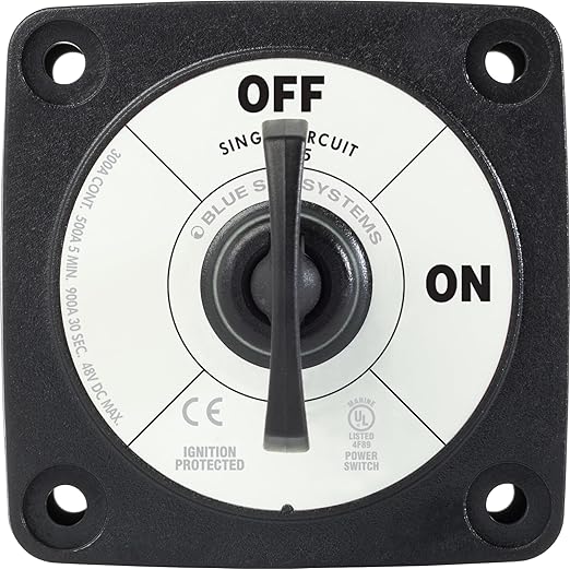 Blue Sea Systems On/Off Battery Isolator Switch With Locking Key, Black, 6005200 m‑Series