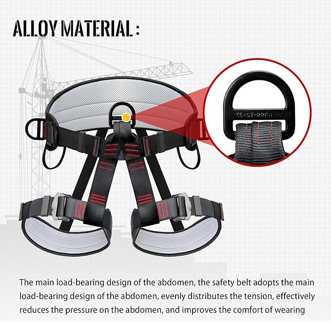 Climbing Belts, Thicken Professional Half Body Safety Belt Climbing Gear for Tree Climbing, Fire Rescue, Roofing