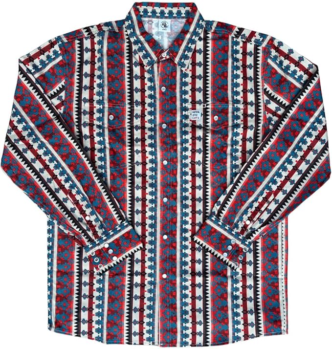 WoahBros FR Shirts for Men, 8oz Midweight Flame Resistant Welding Shirt, 100% Cotton, Pearl Snap Buttons - CAT2/NFPA2112
