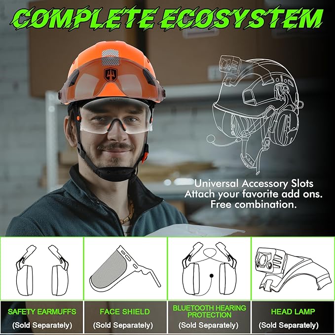GREEN DEVIL Safety Hard Hat with Tinted & Clear Visor Vented Construction Helmet Cascos de Construccion ABS Work hardhats for Men