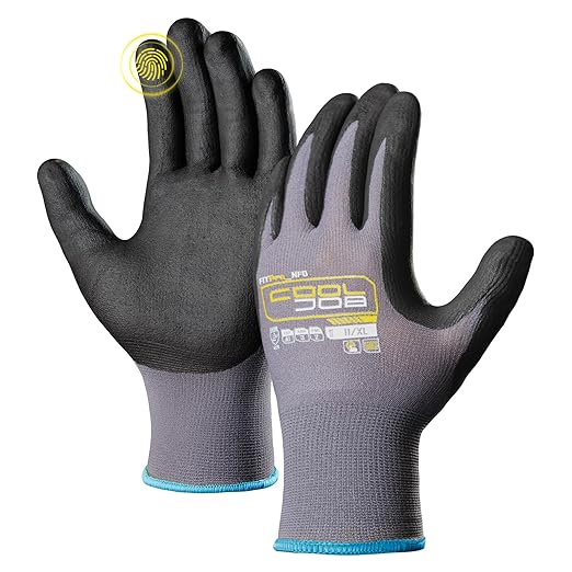 COOLJOB 6/12/36 Pairs Safety Work Gloves Microfoam Nitrile Rubber Coated, Seamless Knit Nylon with Full Fingers Touchscreen, Grip Nitrile Dipped, Ideal for Warehouse, Home Improvement, Grey Xlarge