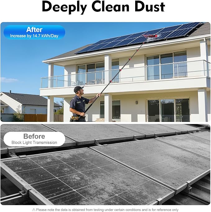 TFCFL Professional Water Fed Pole Kit, 24ft Telescopic Aluminum Alloy Window & Solar Panel Cleaner with 65ft Hose, 210° Rotating Brush, 4 Water Jets for High Reach Cleaning, Car, Glass Roof