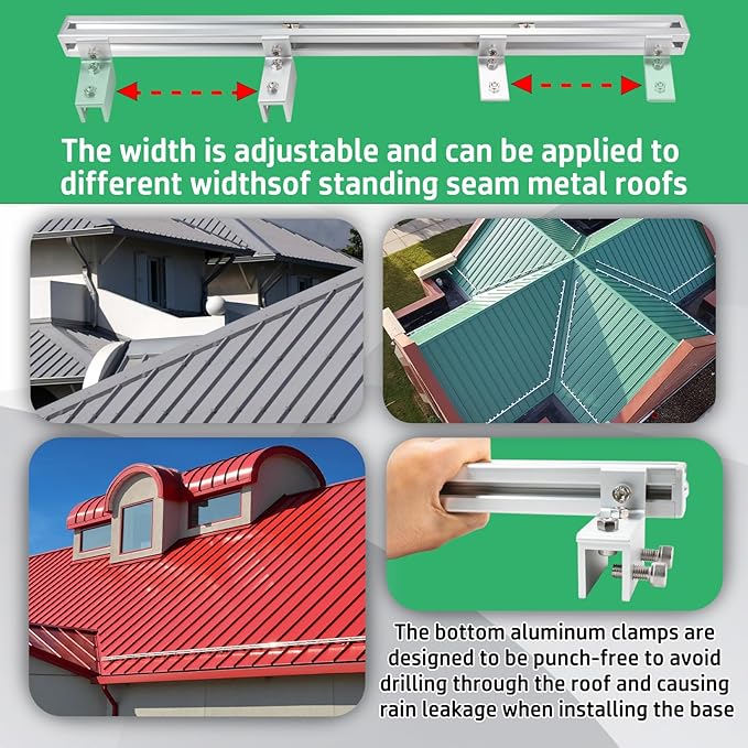 Adjustable Starlink Mount for Standing Seam Metal Roof with Starlink Pipe Adapter, Starlink Mounting Kit, Starlink Roof Mount for Starlink Gen 2, Starlink Pole Mount