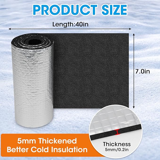 Car Battery Blanket, Battery Wrap, Self-Adhesive Battery Insulation Cover for RV, Vehicle, Truck Batteries for Cold Weather Preserve Against Radiant Heat, Acid Neutralisation, 40"x7"(5mm)